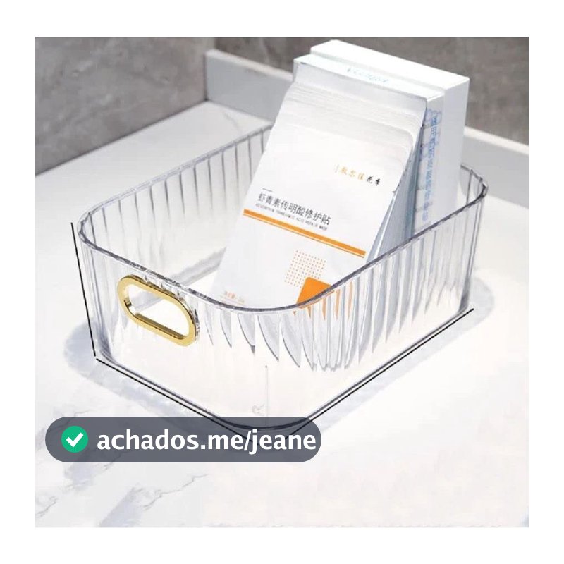 Organizador Cesto Acrílico Plástico Clear Armário Multiuso Cozinha Dispensa Banheiro 23.7x16.5x9