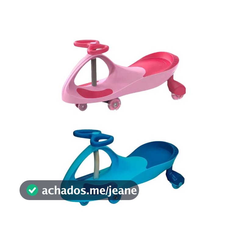 Carrinho de Rolimã com Led Infantil Luzes Menina Menino Até 100kg Rosa Azul