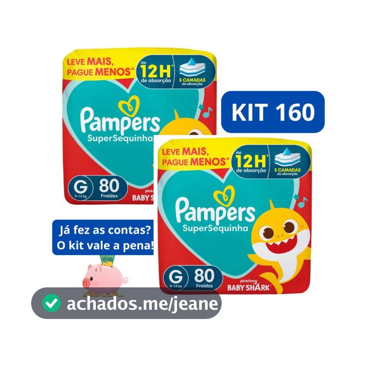 Fraldas Descartáveis Pampers SuperSequinha - Tamanho G 80