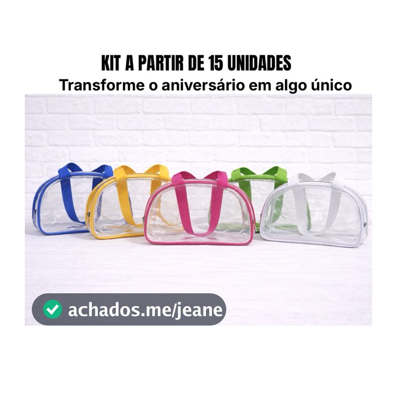 KIT COM 15 20 25 30 35 40 45 50 55 60 - Maletinha MEIA LUA Transparente Feita em Plástico Cristal
