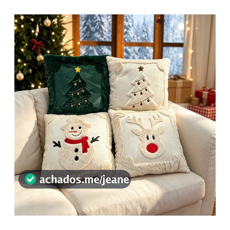 Capa De Almofada De Natal De Pelúcia Bonito Bordado Boneco De Neve Rena Árvore Caso Macio Fronha Casa Sofá Decoração