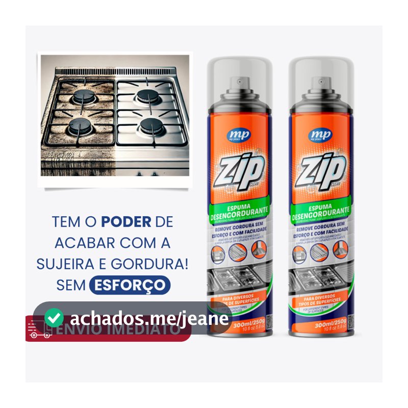 Espuma Desengordurante Limpeza Pesada Zip Clean 300ml My Place