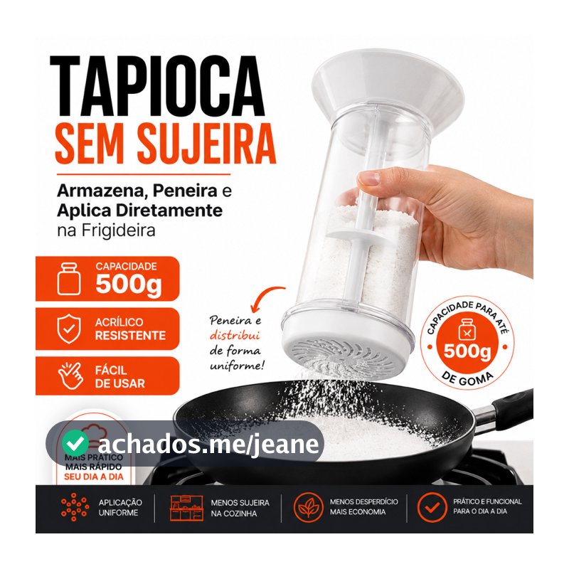 Tapioqueira Peneira e Armazena - Polvilhador - Várias Cores - Nybc