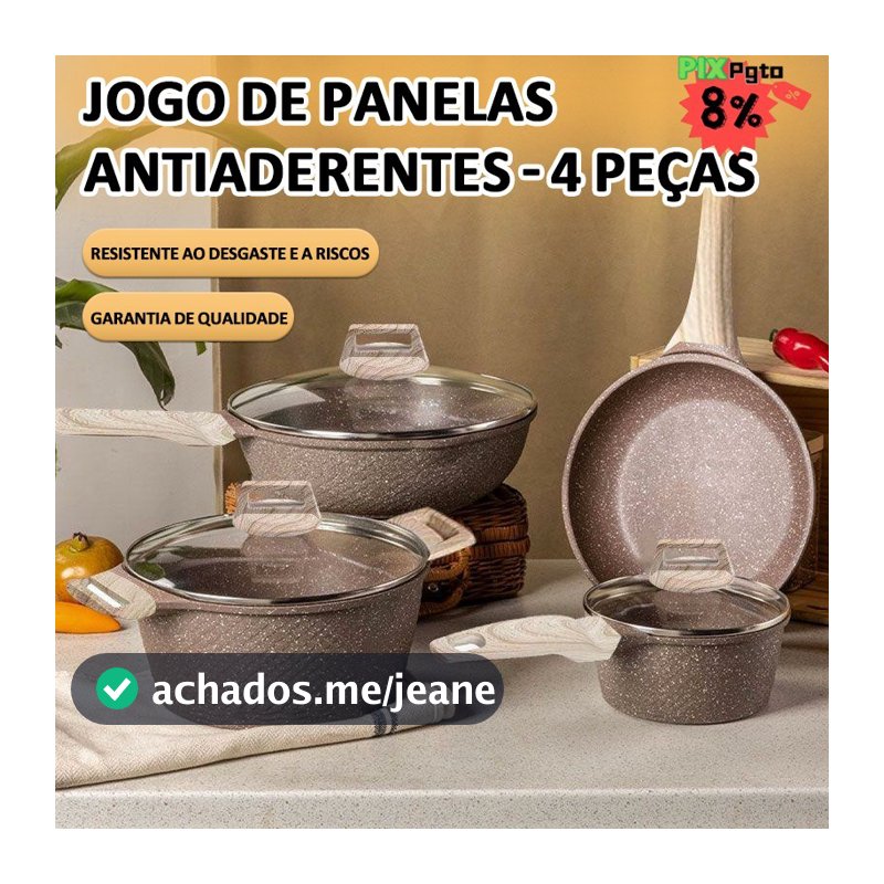 Conjunto Panela Caçarolas Antiaderente 4 Pçs Vidro Várias Cores Durável Moderna