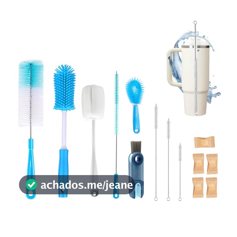 Kit Conjunto De 9 Escovas De Limpeza Multiuso Com Cabo Longo, Escova De Canudo, Escova De Limpeza De Copos