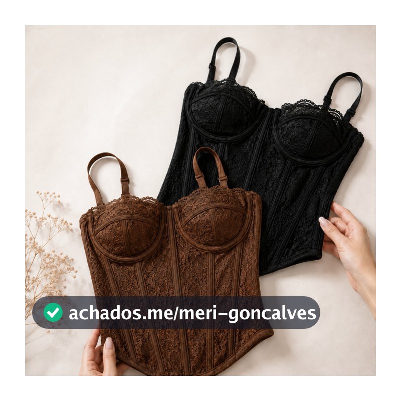 Cropped Corset Feminino Renda Premium Corselet Alça Regulável Modelagem Sexy Look Estiloso