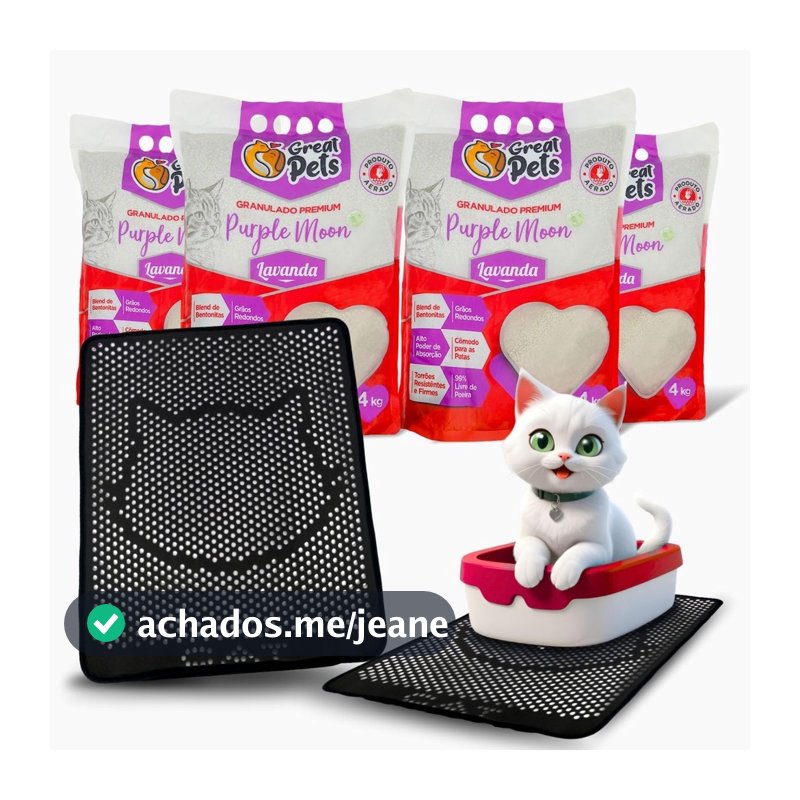Kit 4 Areia Purple Moon 4Kg E Tapete Coletor De Areia Mypetone