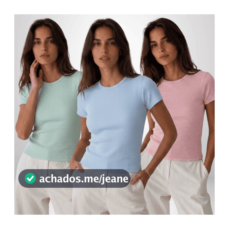 Blusa Feminina Ribana Canelada 3, 2 ou 1un Slim Fit - Cores Candy
