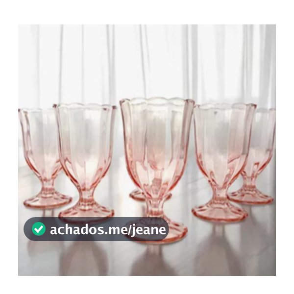 Jogo 6 Taças de Água Vinho Vidro Rosé Peach 340ml Mesa Posta