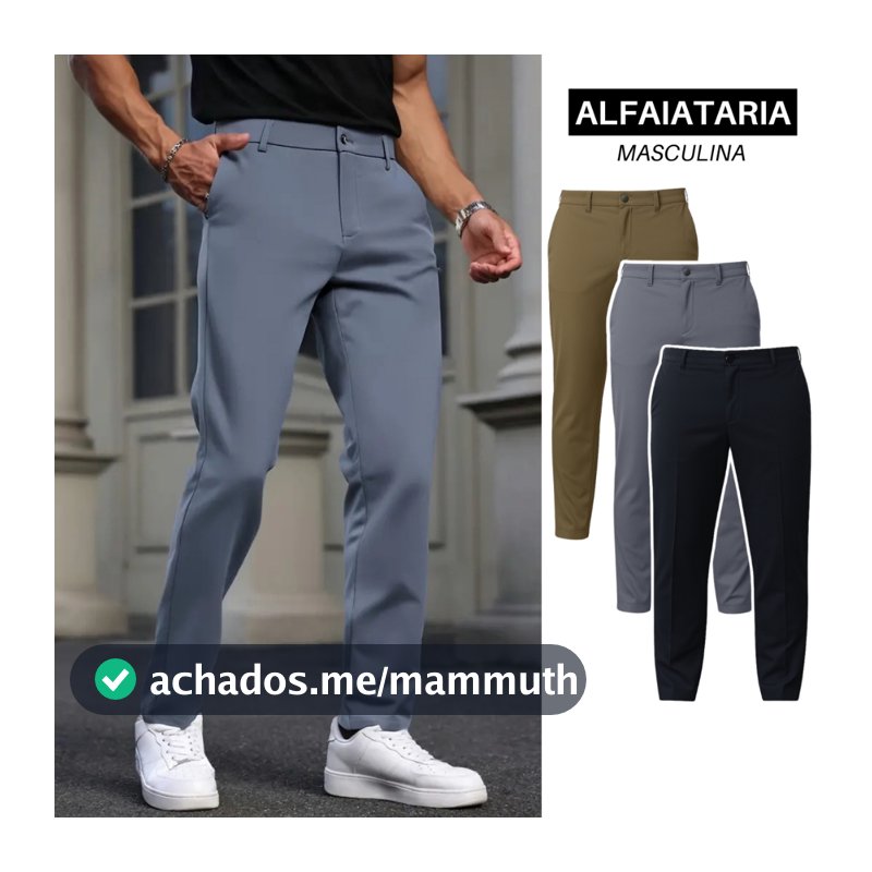 Calça Masculina Alfaiataria Social Sport Fino Esporte Fino Slim Preta Com Bolso Embutido Elastano Para Trabalho