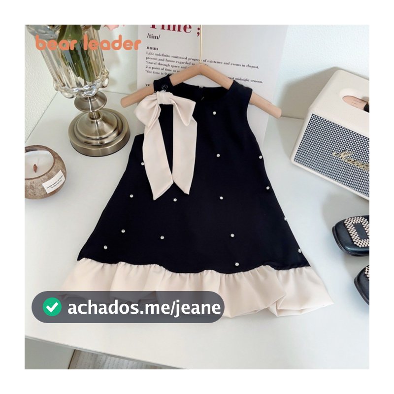 Urso Líder Versão Coreana Arco Brilhante Diamante Sem Mangas Vestido Simples Retalhos Adolescentes Roupas Da Menina 2-9