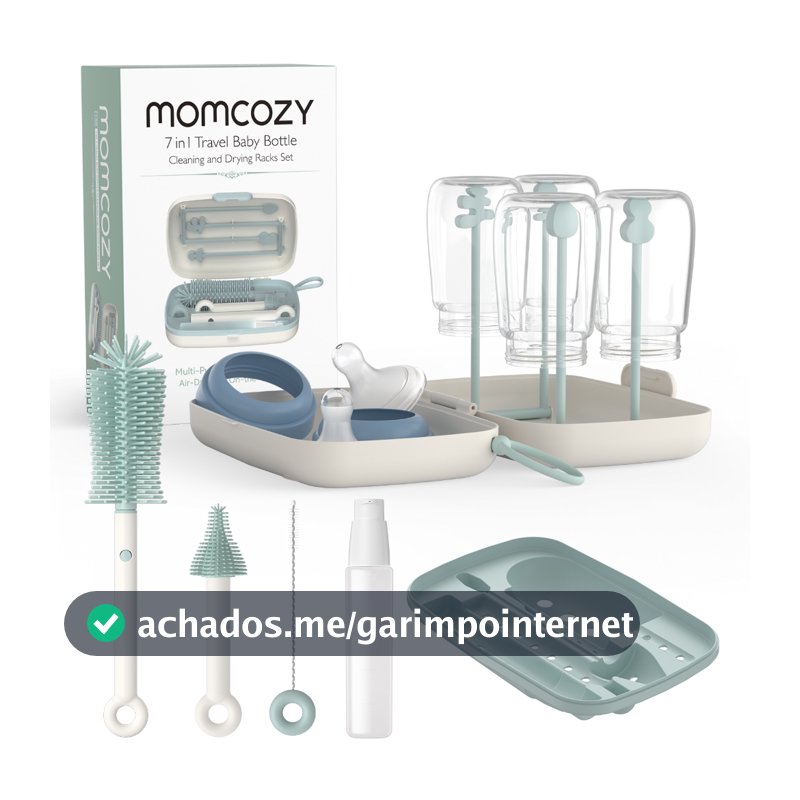 Conjunto De Escova Para Mamadeira Momcozy , Kit De Limpeza Com De Canudo De Silicone , Dispensador De Sabão , Rack De Se