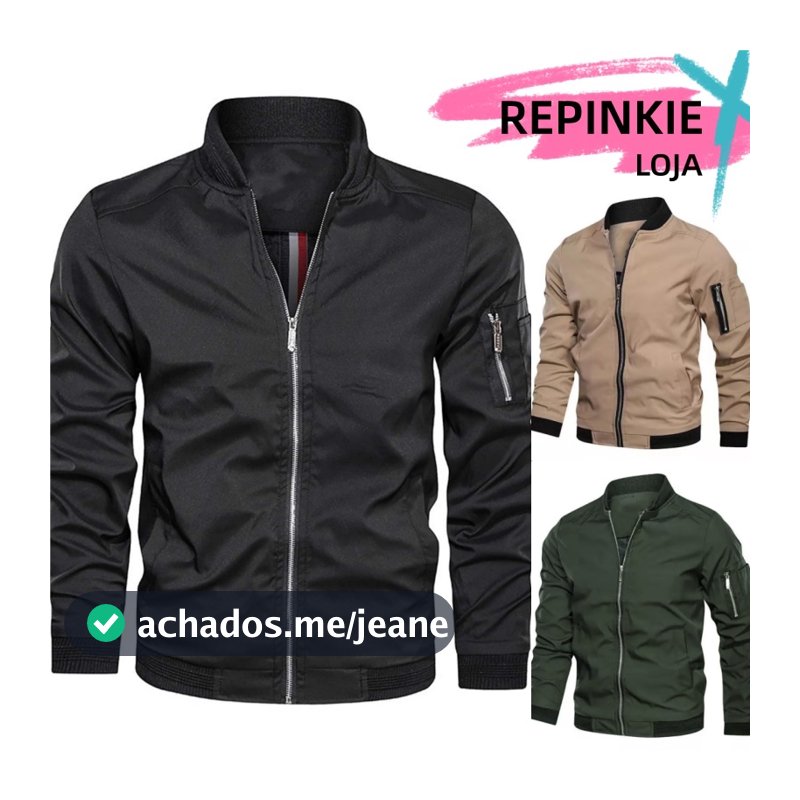 Jaqueta Corta Vento Masculina Bomber De Manga Longa De Zíper Jaqueta Moda Sólida Casual Slim Casacos