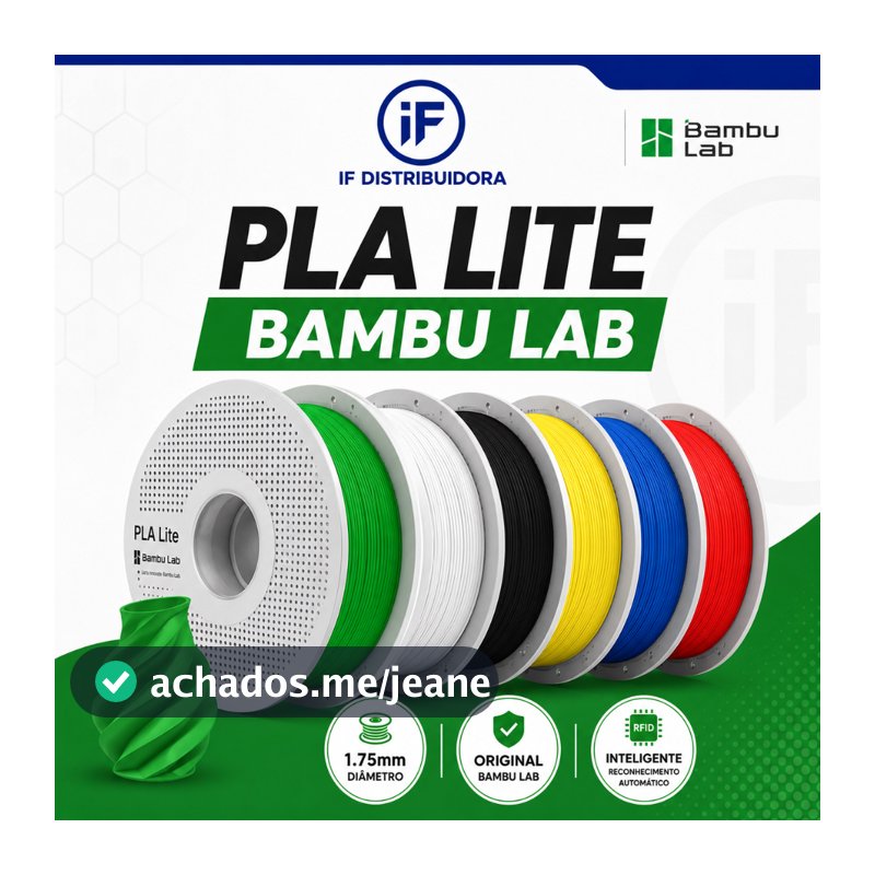 Filamento PLA Bambu Lab Lite 1Kg 1.75mm Original com Carretel Várias Cores Impressora 3D