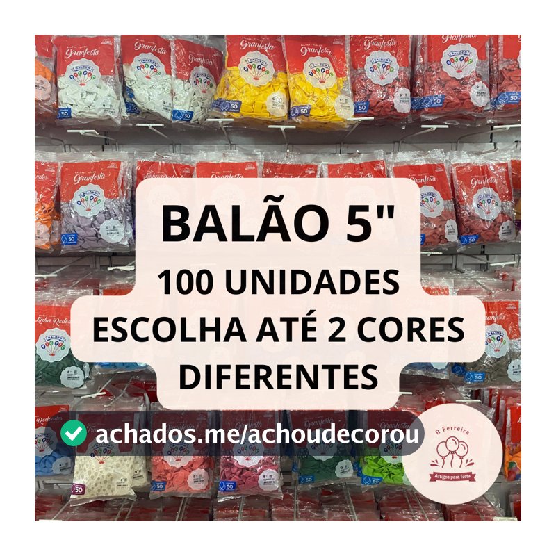 Balão Bexiga para Festa 5 polegadas 100 unidades Pic Pic 2 Pacotes