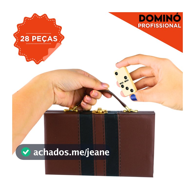 Domino Profissional De Osso Premium Pedras Grandes C/Maleta 10Mm Com 28 Peças Fácil de Jogar - SH