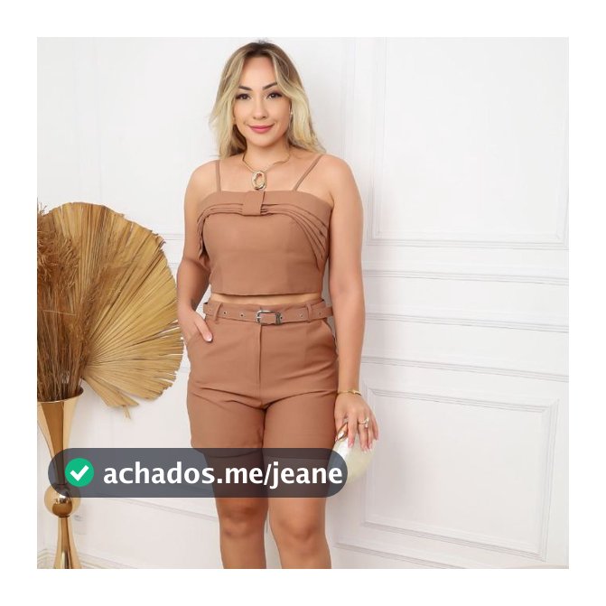 Conjunto FEMININA  sensorial alfaiataria  cropped com bojo  , short com ziper no frente , com cinto forrado M G GG