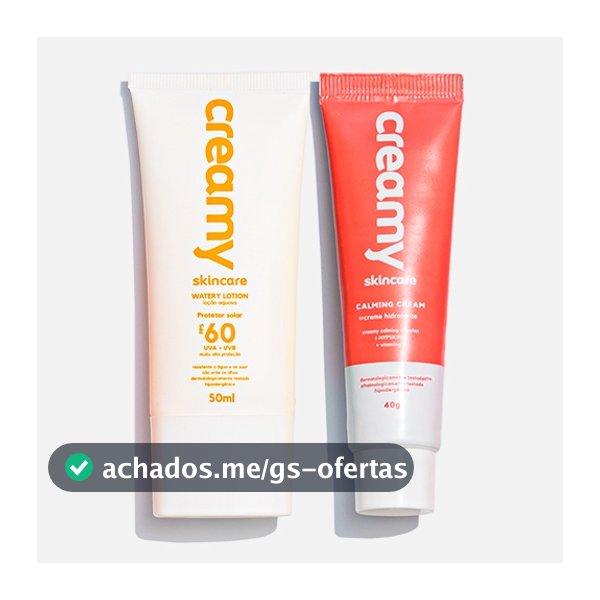 Kit Duo Protetor Solar FPS60 + Gel Creme Hidratante Facial Calming Cream - Creamy Skincare
