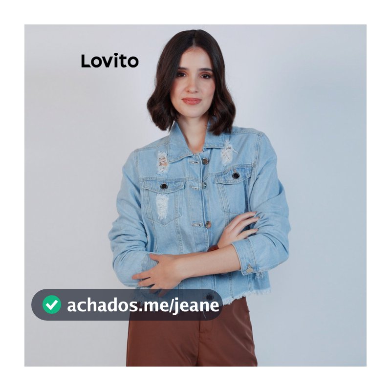 Lovito Jaqueta Jeans Anos 80 Feminina Destroyed JKB19922022