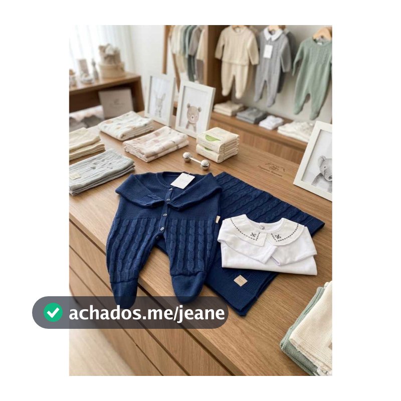 Kit Saída De Maternidade Tricô 3 Peças Macacão Manta E Body Gola Bordada Roupa Bebê Enxoval