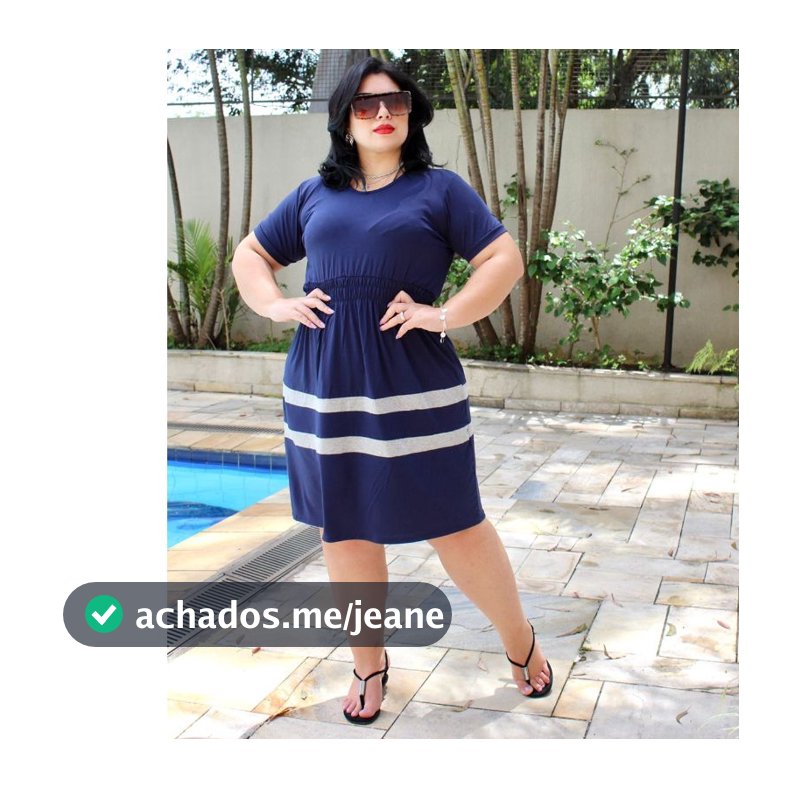 Vestido feminino Cintura Ajustável e Barra Combinada gola redondo