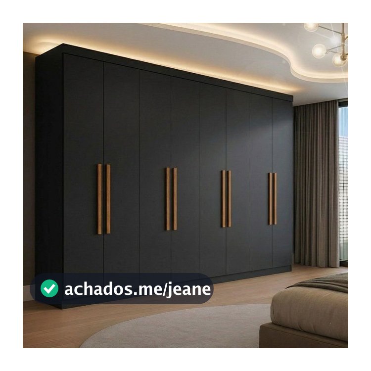 Guarda Roupa Casal 8 Portas 4 Gavetas Paris Espresso Móveis Preto Preto