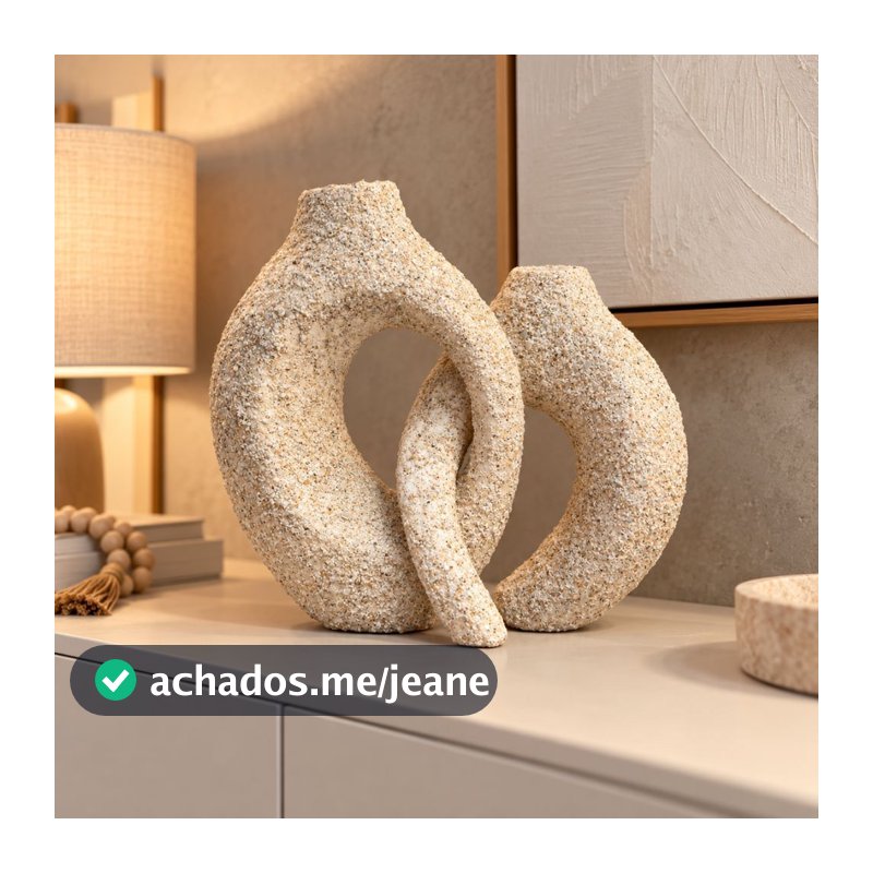 Dupla De Vasos Mônaco Em Cerâmica Decoração Moderna Para Sala Aparador Quarto Escritório Rack