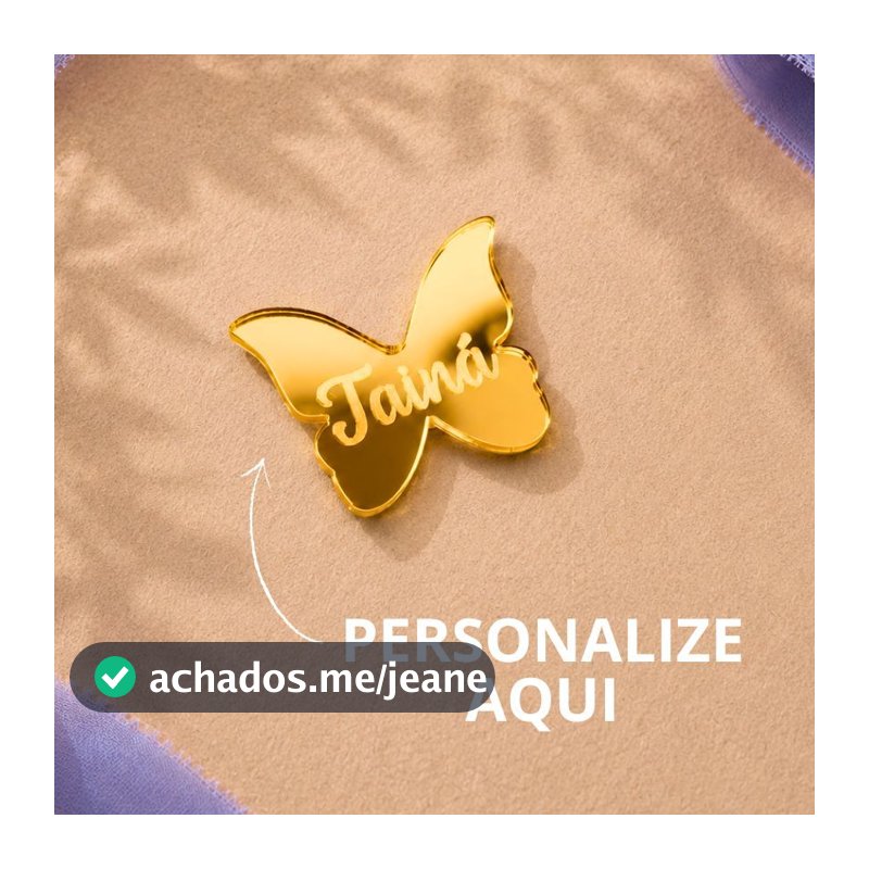 Kit 10 a 100 Lembrancinha Personalizada Mini Aplique Borboleta 2cm Acrílico Espelhado Sem Furo Crochê