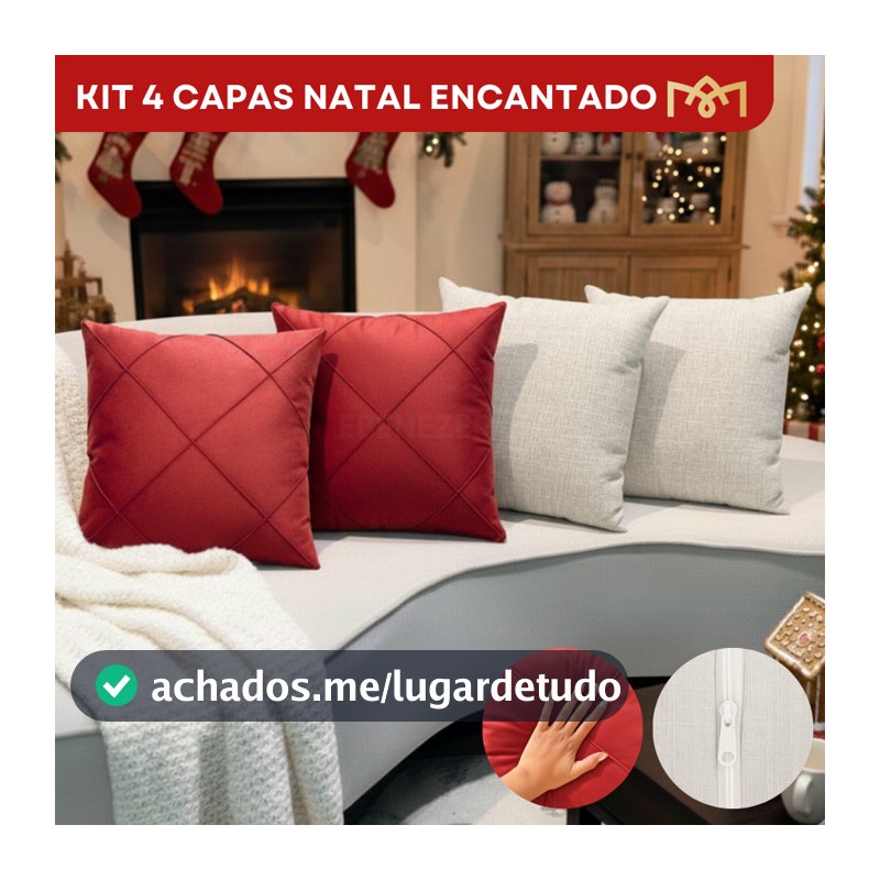 Kit Capas Almofadas Natal Linho E Suede Premium Toque Macio Decoração Elegante Diversas Combinações