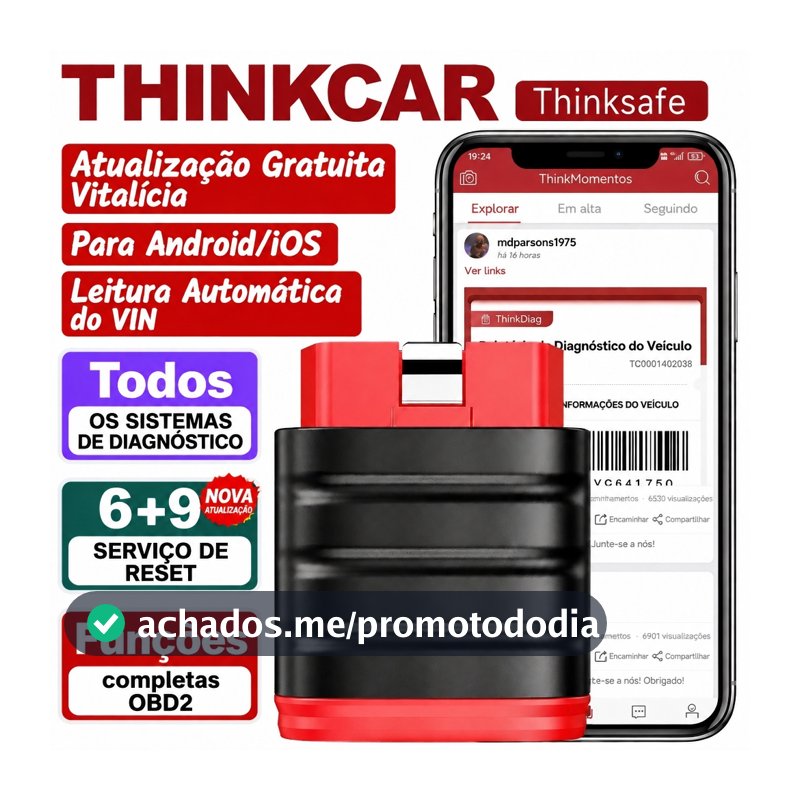 Scanner OBD2, ThinkSafe THINKCAR, Bluetooth, Diagnóstico todos os sistemas, 15 funções especiais, ferramenta automotiva