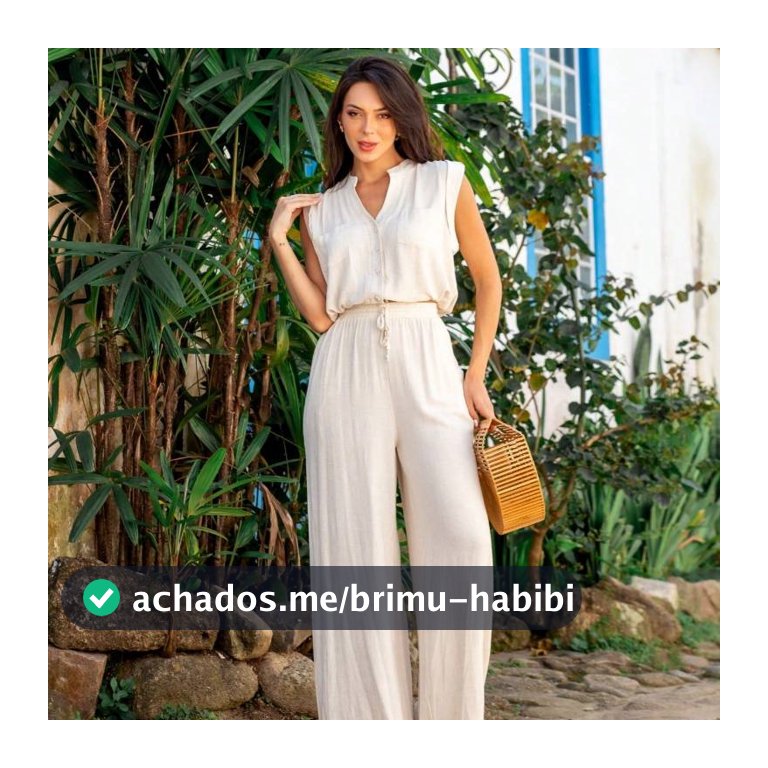 Conjunto Pantalona Camisa sem mangas Linho Misto