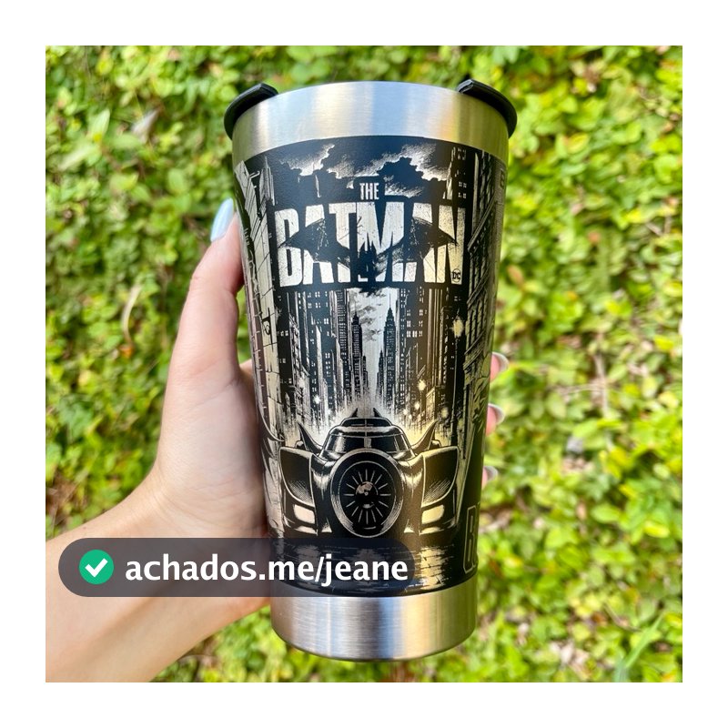 Copo Térmico BATMAN Personalizado 473ml – Laser 360° | Tampa + Abridor