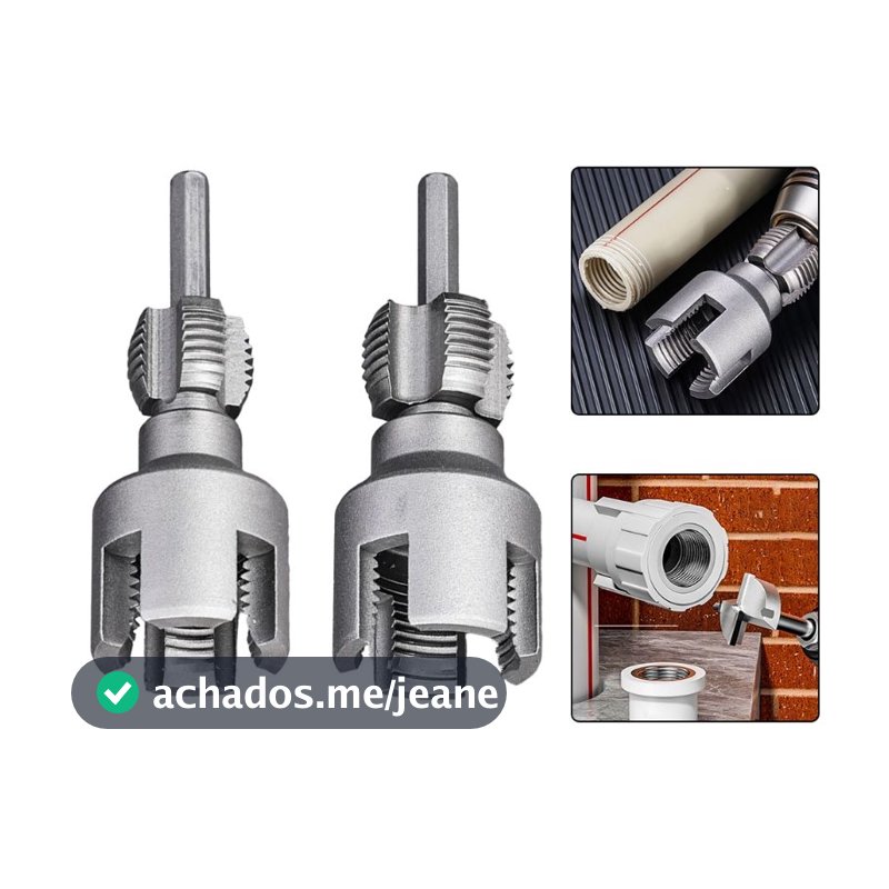 kit 2 Abridores de Roscas Interna e Externa em Tubos de PVC 1/2 3/4 com Encaixe Parafusadeira