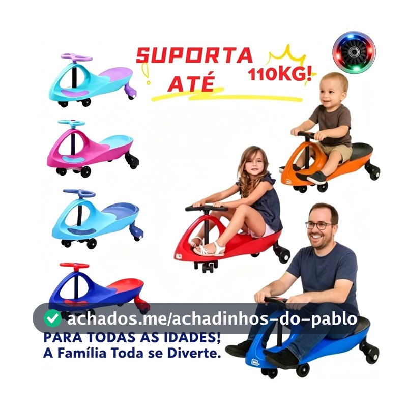 Carrinho Rolimã Infantil Volante 360° Rodas LED Silenciosas Seguro Anti Capota Suporta Até 110kg