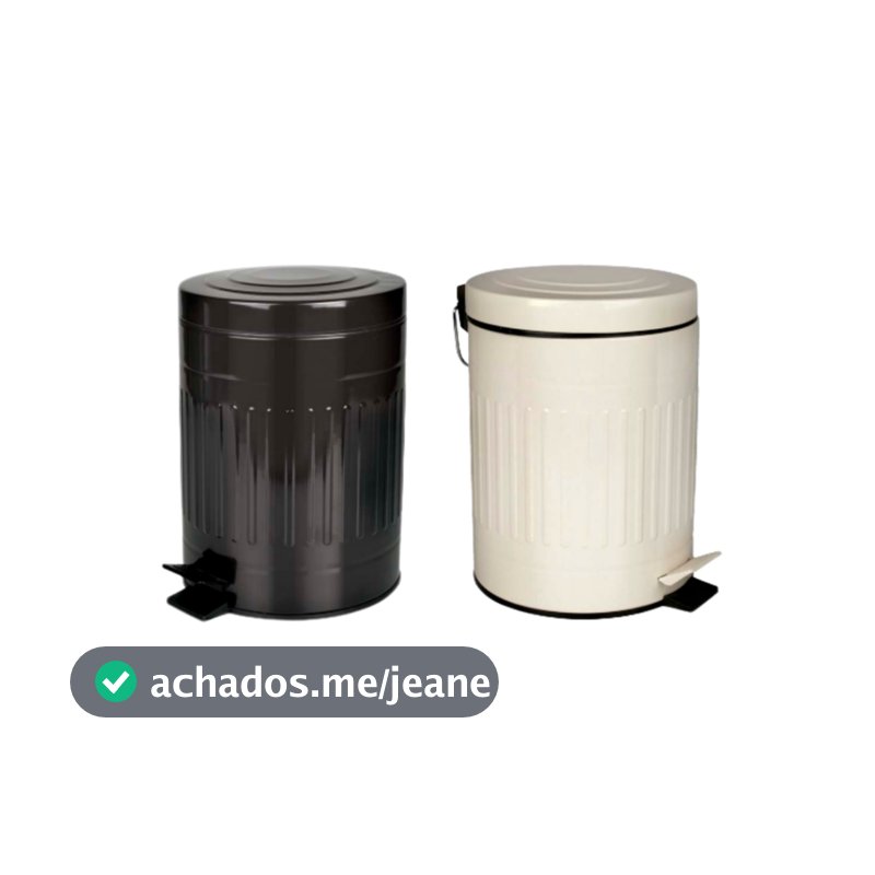 Lixeira Retro 5 Litros Vintage Aço Preto ou Bege MOR