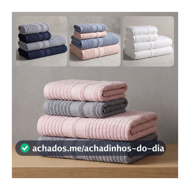 Jogo de Toalhas 4 Peças Banhão e Rosto 100% Algodão Brisa Karsten