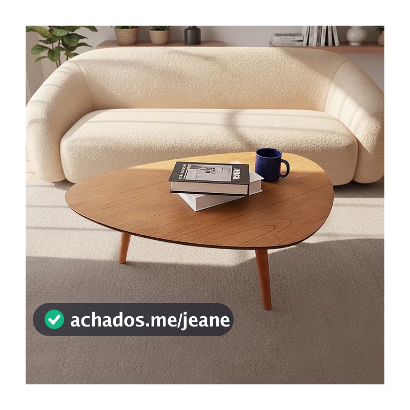 Mesa Centro Decorativa Design Orgânico Sala Pés Madeira