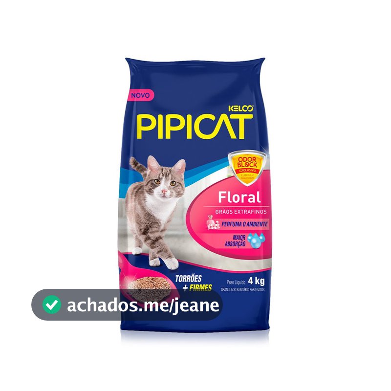 Areia Higiênica Pipicat Floral para Gatos 4kg