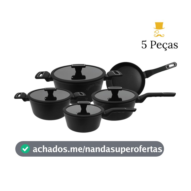 Jogo De Panelas 5 Peças Por Indução Com Revestimento Antiaderente Cerâmico Soft Touch - Premium
