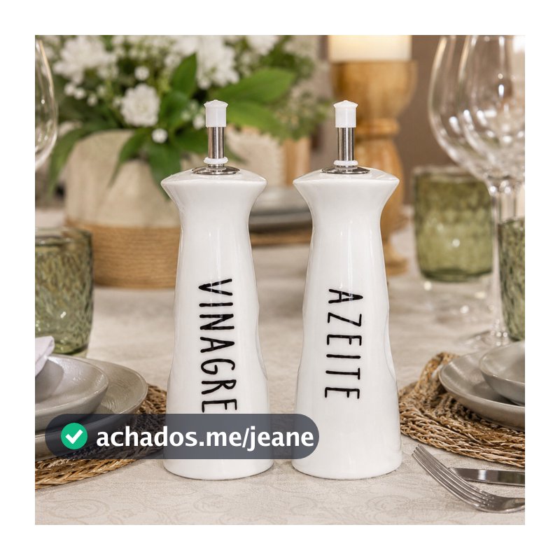Kit 2 peças Azeiteiro Vinagreiro Ceramica Oasis Bico dosador 250 ml