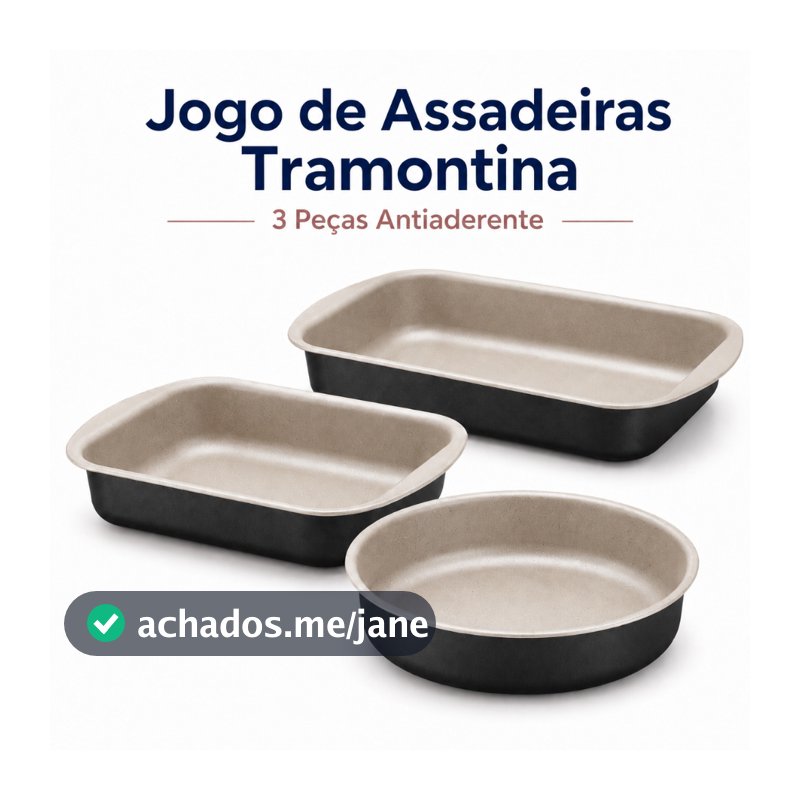 Jogo Assadeiras Alumínio Antiaderente Tramontina Conjunto 3 Peças Starflon
