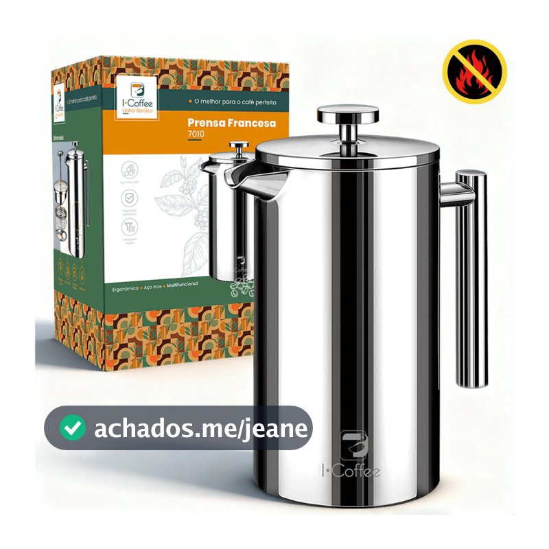 iCoffee Cafeteira Prensas Francesas Aço Inoxidável 700ML Isolamento de camada dupla