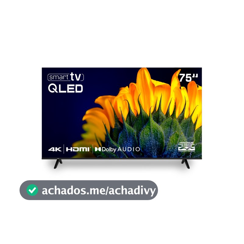 Smart TV HQ QLED 75 Polegadas HQ-QLED75SM 4K Wi-Fi Bluetooth, Apps, Netflix, YouTube e Prime Vídeo