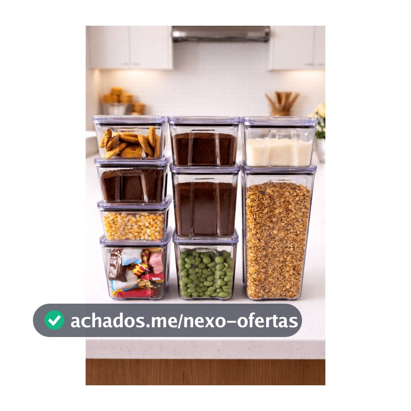 Kit 8 Pote Hermético Empilháveis Porta Mantimento Cozinha Organizador Rebirth
