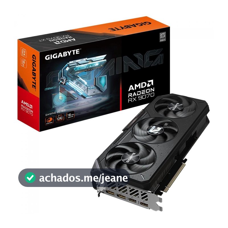 Placa de Vídeo Gigabyte AMD Radeon RX 9070 Gaming OC, 16GB, GDDR6, FSR, Ray Tracing