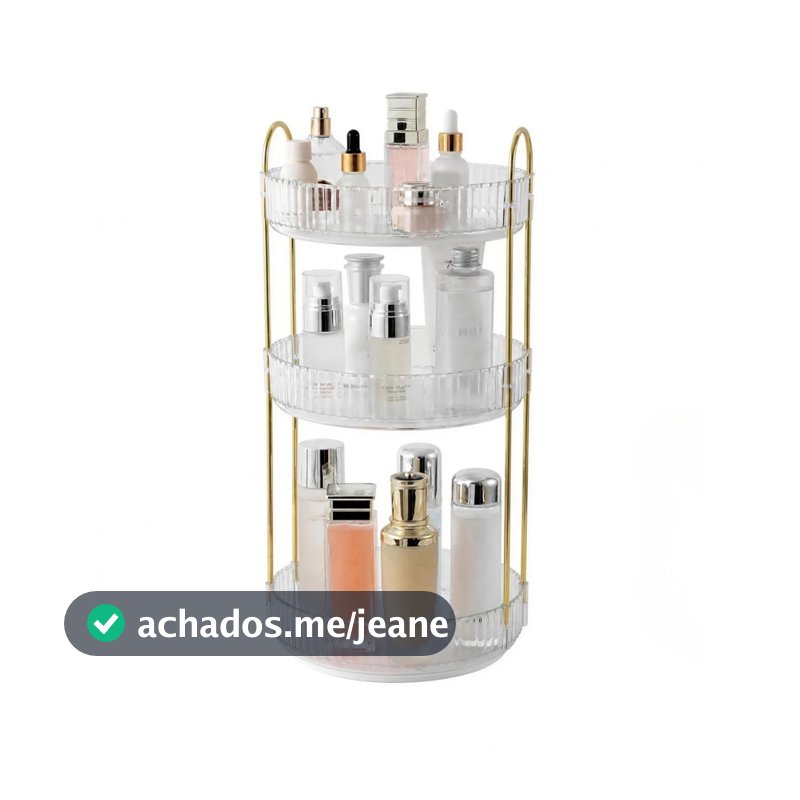 Organizador de Maquiagem Giratório – Suporte Multiuso 2/3 Andares p/ Cosméticos e Perfumes