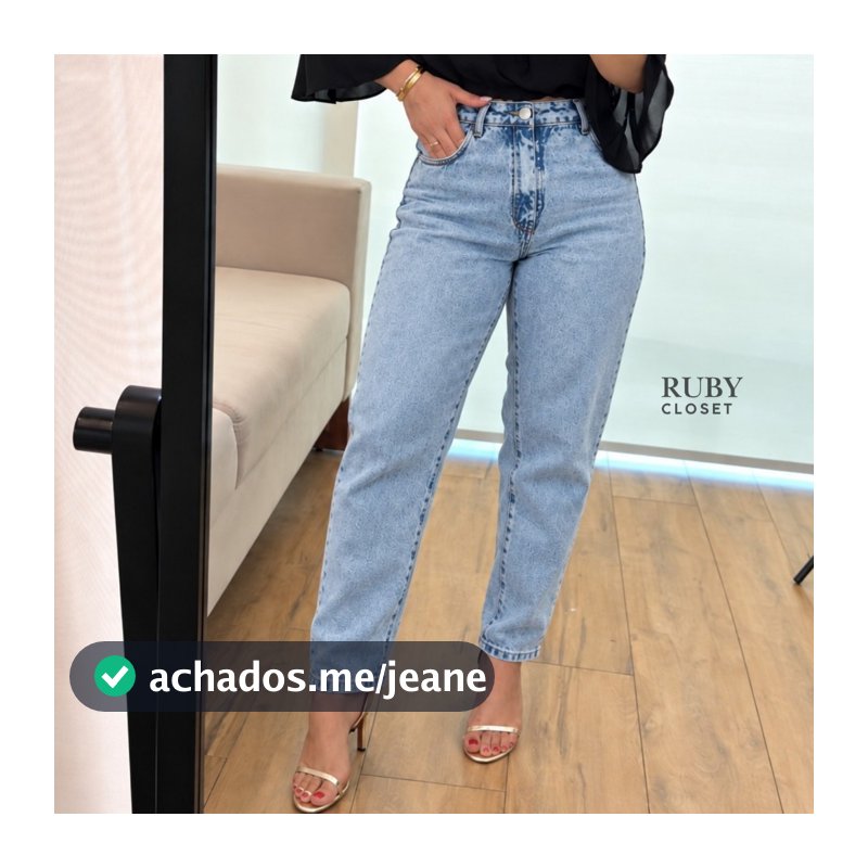 Calça MOM Jeans Feminina Cintura Alta 100% Algodão