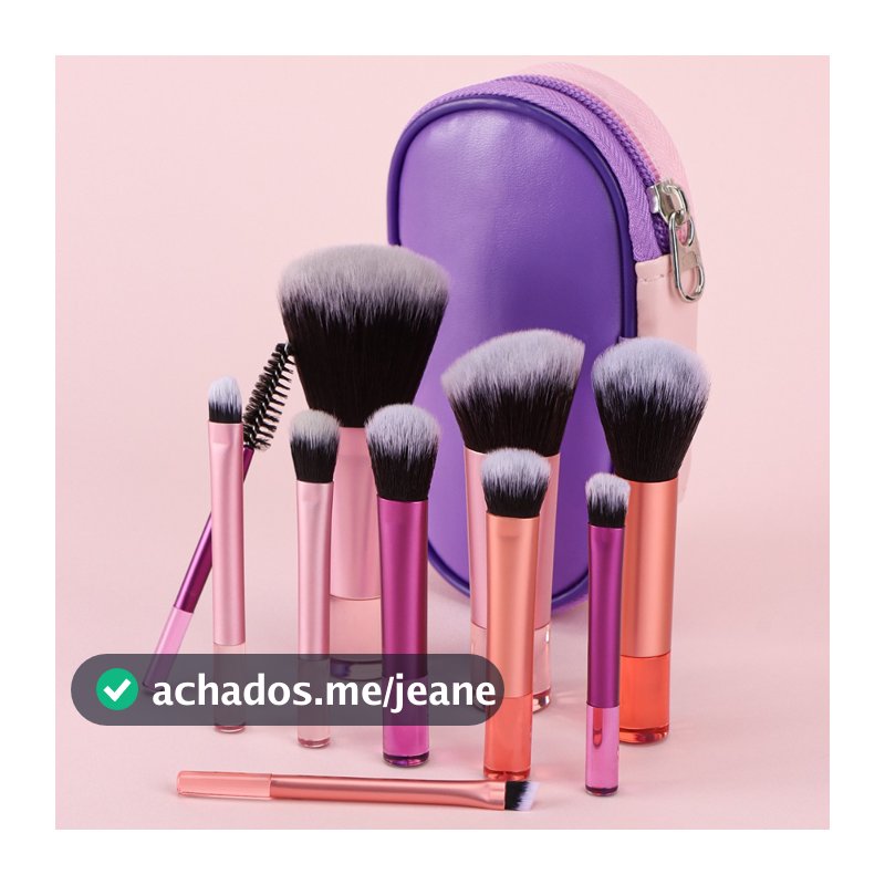 Kit 10 mini pincéis para Maquiagem com estojo bolsa para viagem 024-140