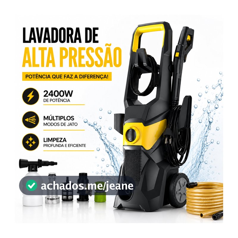 Lavadora Alta Pressão 2400W 220V - Motor 7640 para Limpeza Rápida de Carro, Calçada e Piso