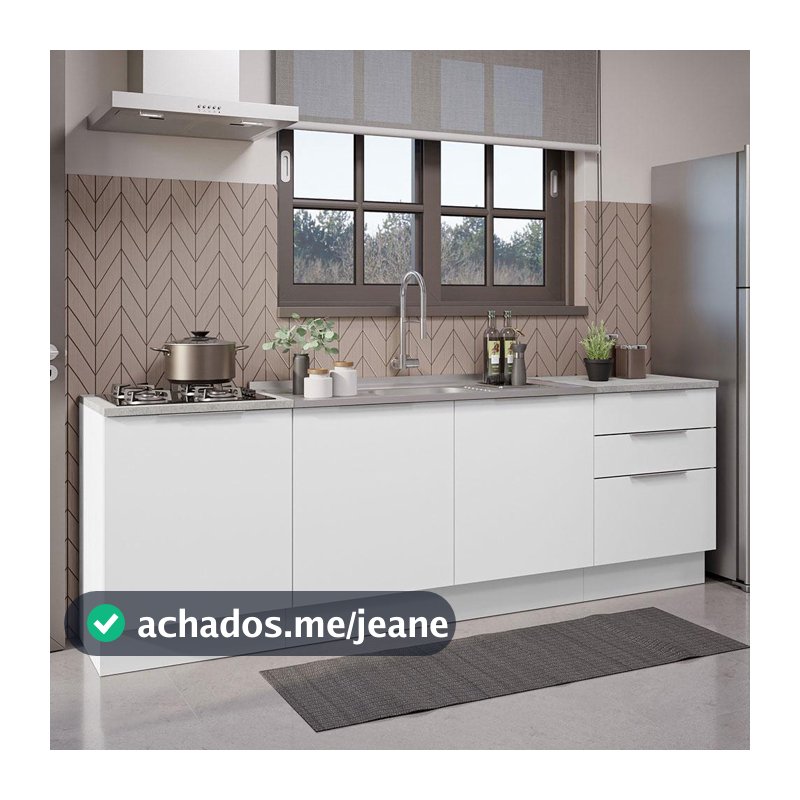 Armário de Cozinha Compacta 240cm Branco Stella Madesa 01